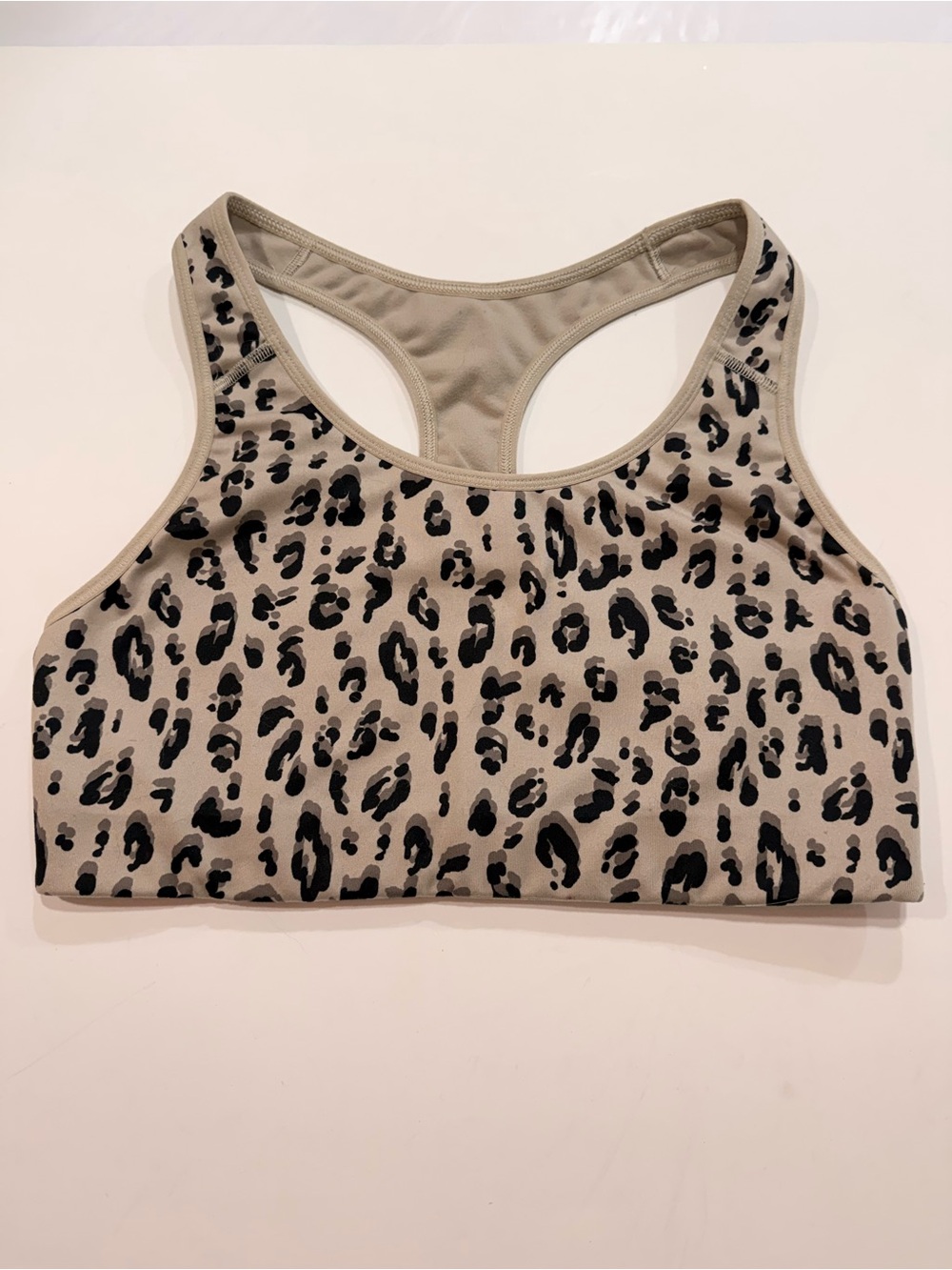 Women's Old Navy Active Leopard Print Racerback Bralette - Taupe/Black